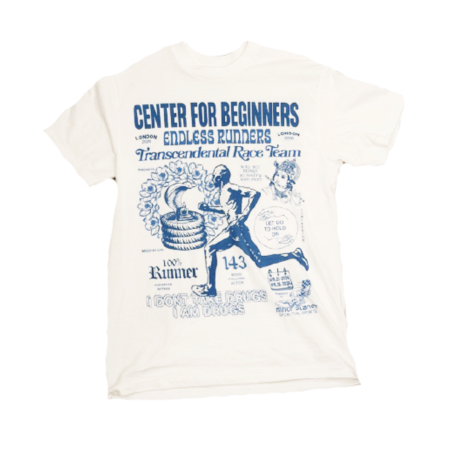CENTER FOR BEGINNERS LONDON 2026 TEE WHITE / BLUE PRINT