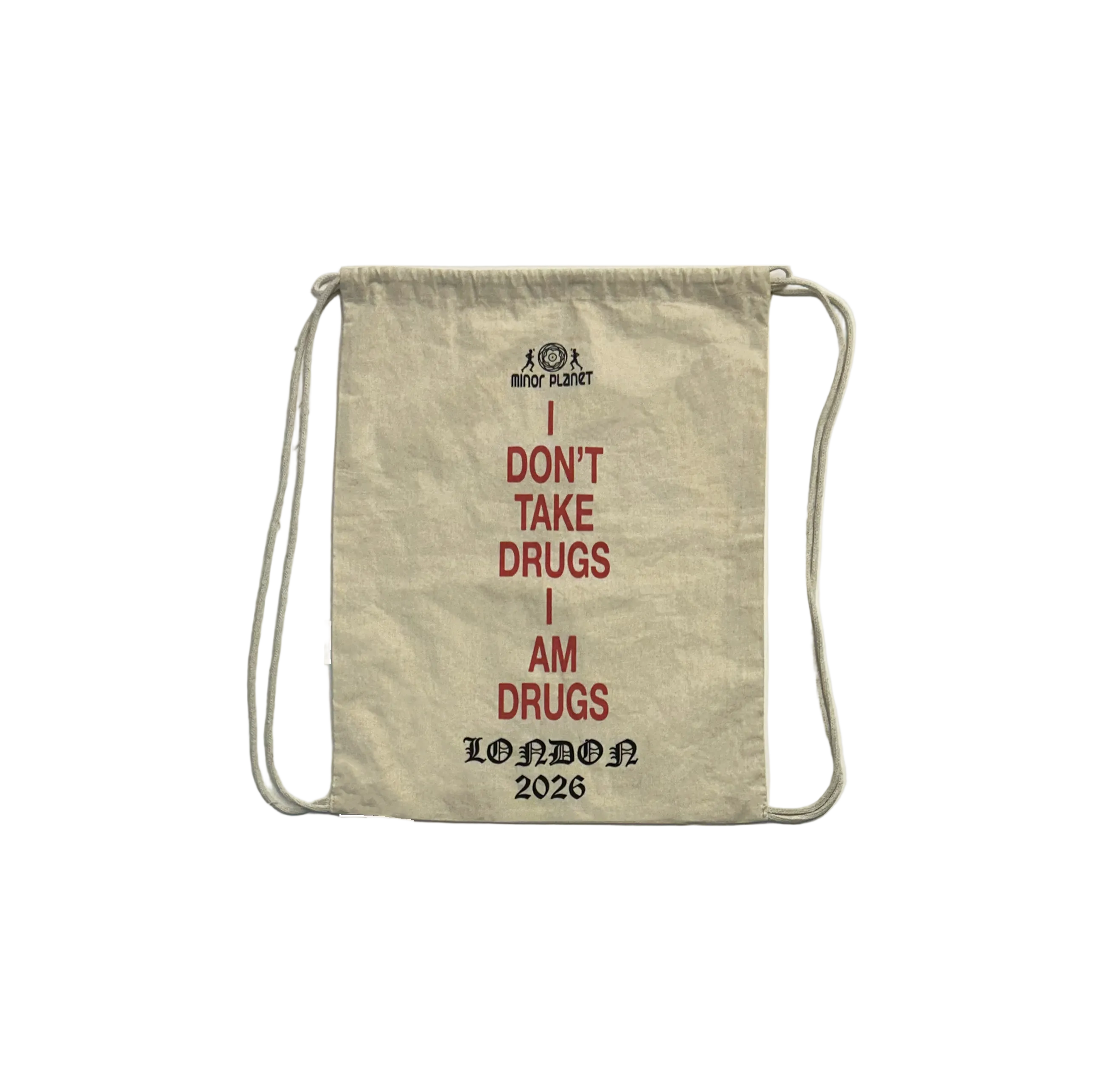 I AM DRUGS CINCH BAG - NATURAL