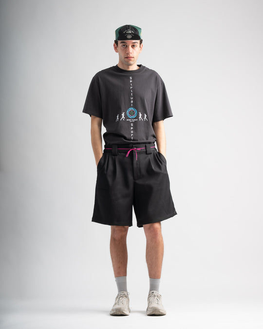 Double Pleat Short - Black