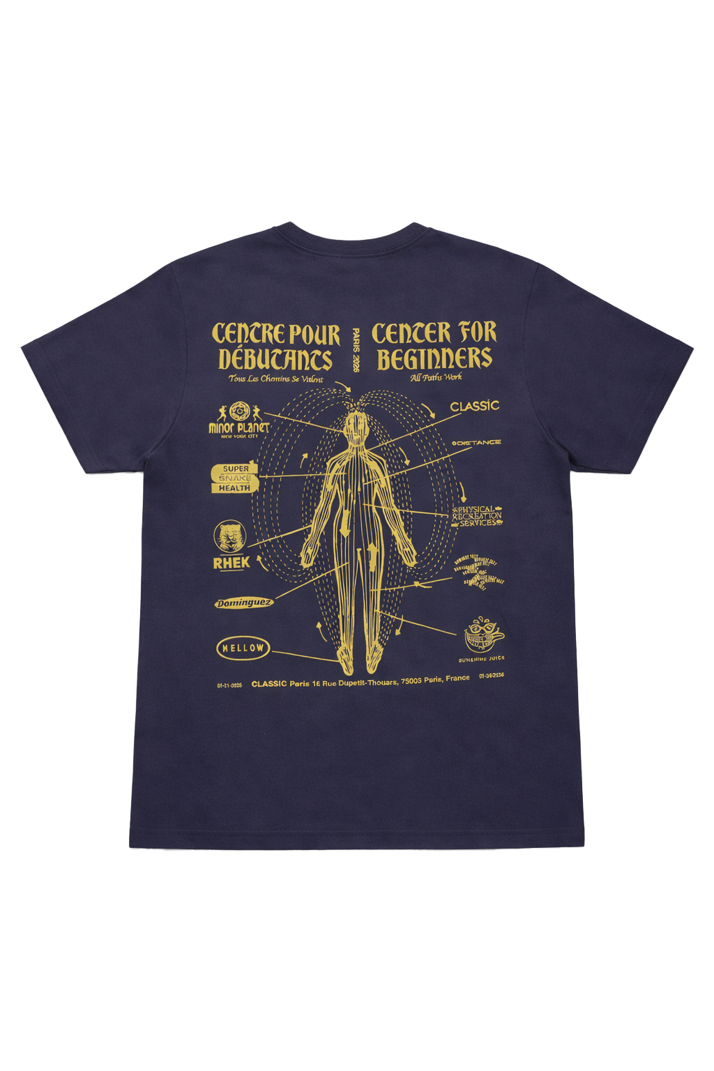 CENTER FOR BEFINNERS PARIS TEE - NAVY/YELLOW