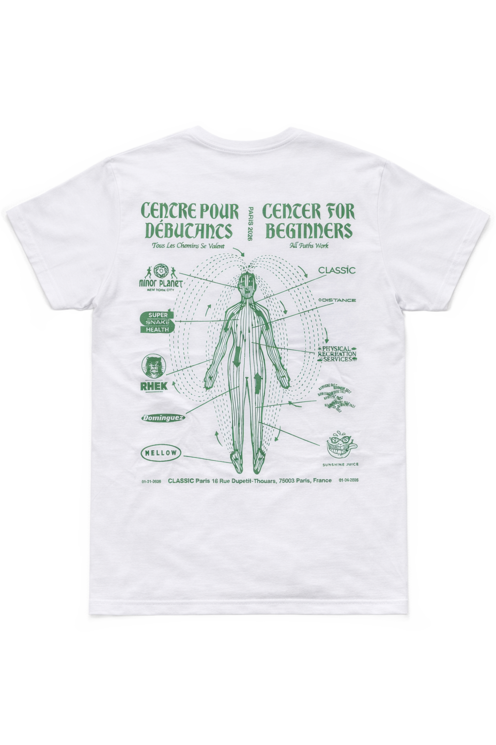 CENTER FOR BEFINNERS PARIS TEE - WHITE/GREEN