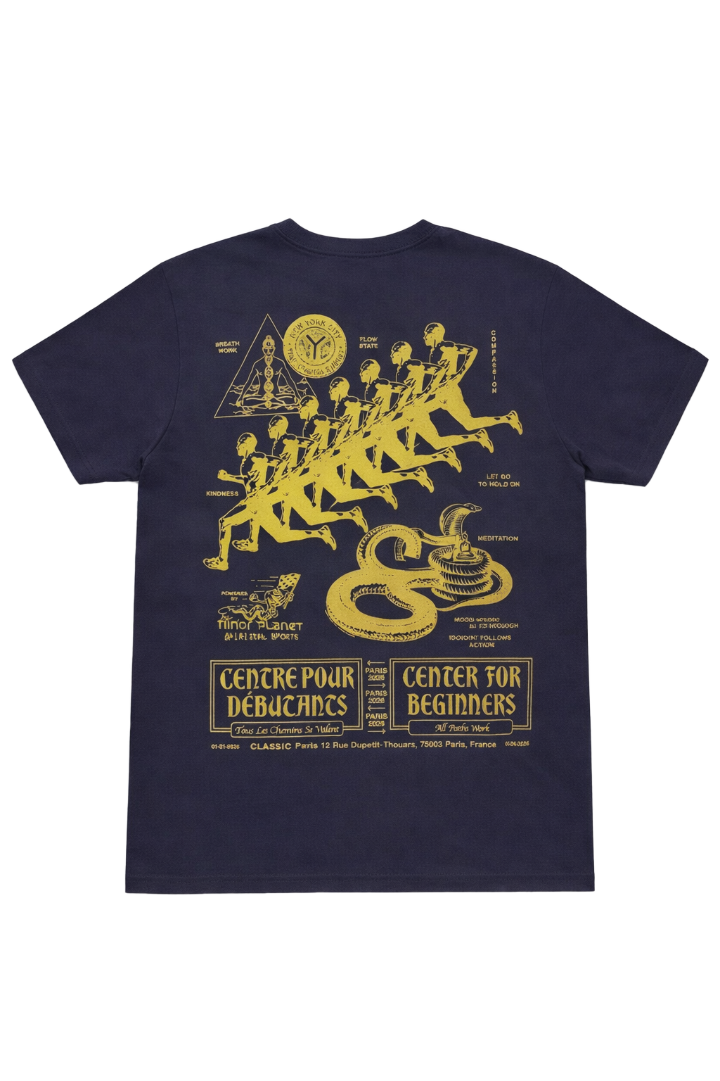 CENTER FOR BEFINNERS PARIS TEE - NAVY/YELLOW