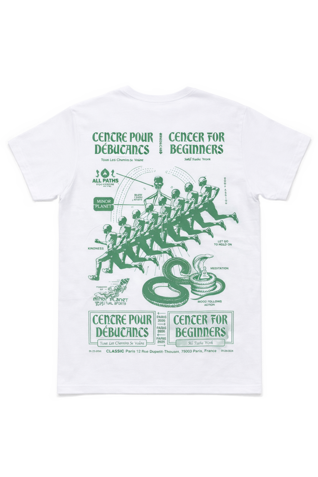 CENTER FOR BEFINNERS PARIS TEE - WHITE/GREEN